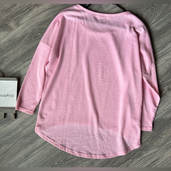 Uget Pink hi low hem dropped shoulder Dolman Sleeve Sweater size S - Picture 7 of 9